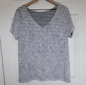 Aeropostale Sheer Top V-neck Stripe T-shirt Size Medium